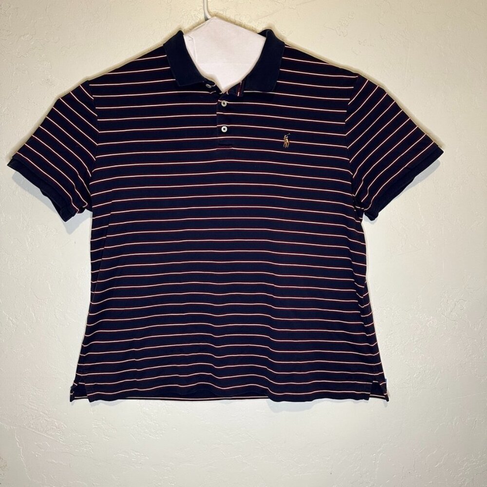 Ralph Lauren Polo Shirt Size XL Flesh Color Pony with red and white stripes